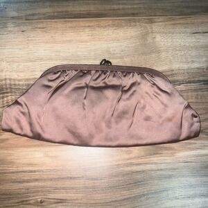 Vintage Chic Satin Brown Clutch
